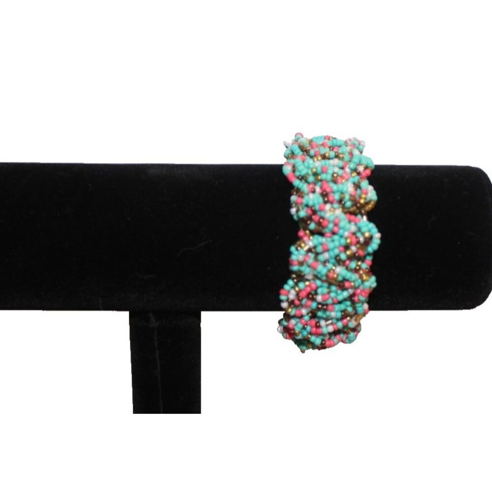 Handmade Multi Strand Braided Glass Seed Bead Statement Bracelet